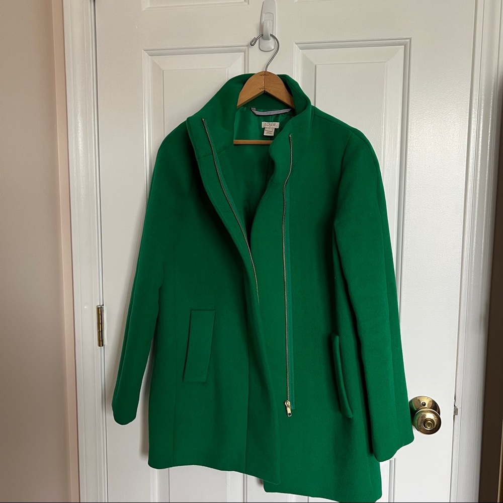 Green Jcrew cocoon coat
